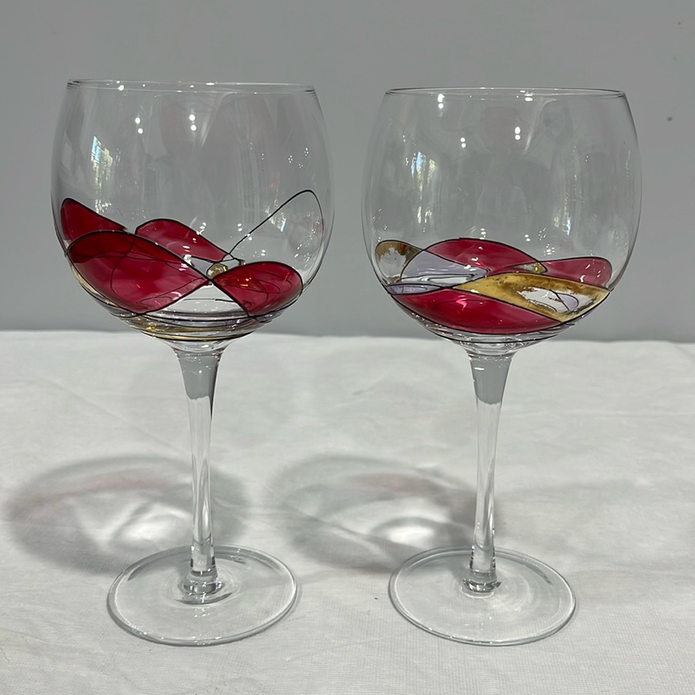 Milano Romanian Mosaic Stained Glass Stemmed Red Wine Globe Glass 16 oz